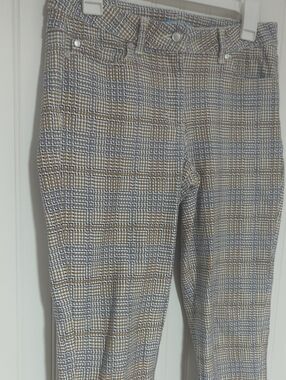 J. McLaughlin Straight Leg Plaid Pants in Beige and Gray